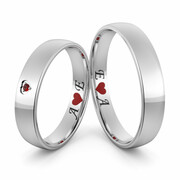 Obrączki ślubne białe złoto z inicjałami i sercem - Au-1119