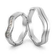 Obrączki srebrne falowane z cyrkoniami swarovski - wzór Ag-468