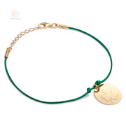 Bransoletka sznurkowa ze srebra pozłacanego koniczynka