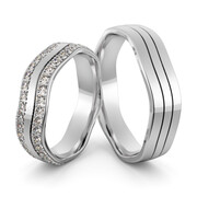 Obrączki srebrne falowane z cyrkoniami swarovski - wzór Ag-470