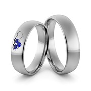 Obrączki ślubne palladowe 5 mm z splecionymi sercami i szafirami - Pd-25