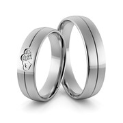 Obrączki ślubne z białego złota niklowego splecione serca z brylantami - Au-969