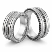 Obrączki srebrne masywne z cyrkoniami - wzór Ag-506