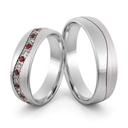 Obrączki srebrne z rubinami i cyrkoniami swarovski - wzór Ag-438