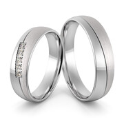 Obrączki ślubne z białego złota niklowego z brylantami - Au-1048