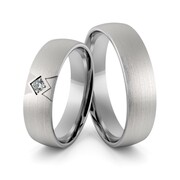Obrączki ślubne z białego złota niklowego z brylantem - Au-959