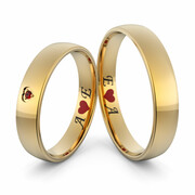 Obrączki ślubne z grawerem inicjałów i sercem - Au-1119