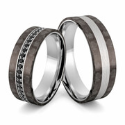 Obrączki srebrne z włóknem węglowym CARBON - Ag-526