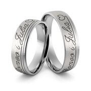 Obrączki ślubne z białego złota niklowego z imionami i emalią - Au-982