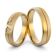 Obrączki ślubne z sercami i brylantami - Au-1023