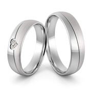 Obrączki ślubne z białego złota niklowego z sercem - Au-1049