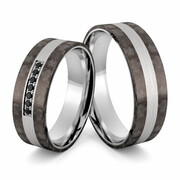 Obrączki srebrne z włóknem węglowym CARBON - Ag-525