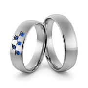 Obrączki ślubne palladowe 5 mm z szafirami - Pd-8
