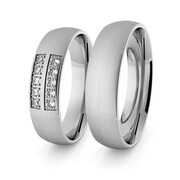 Obrączki ślubne klasyczne z białego złota niklowego 5 mm z brylantami - 7