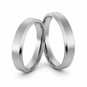 Obrączki ślubne platynowe klasyczne płaskie fazowane 4 mm - Pt-27