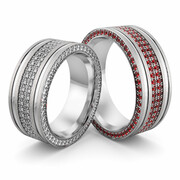 Obrączki srebrne masywne z rubinami - wzór Ag-507