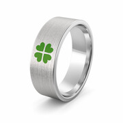 Obrączka srebrna z emaliowaną koniczynką - wzór Ag-386