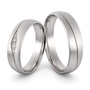 Obrączki ślubne z białego złota niklowego z brylantami - Au-1052