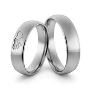 Obrączki ślubne palladowe 5 mm z splecionymi sercami i brylantami - Pd-25