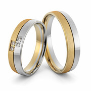 Obrączki ślubne dwukolorowe z brylantami - Au-1001