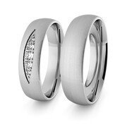 Obrączki ślubne klasyczne z białego złota niklowego 5 mm z brylantami - 93