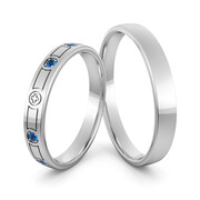 Obrączki ślubne różaniec z szafirami - Au-1097