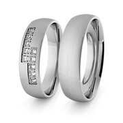 Obrączki ślubne klasyczne z białego złota niklowego 5 mm z brylantami - 12