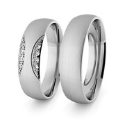 Obrączki ślubne klasyczne z białego złota palladowego 5 mm z brylantami - 61