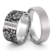 Obrączki srebrne z emaliowanymi kwiatkami i cyrkoniami - wzór Ag-475