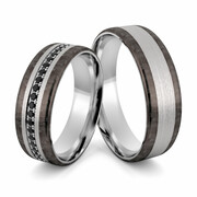 Obrączki srebrne z włóknem węglowym CARBON - Ag-537