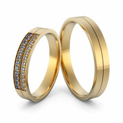 Obrączki ślubne z niebieskimi brylantami - Au-1154