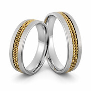 Obrączki ślubne z warkoczami z białego złota palladowego - Au-1009