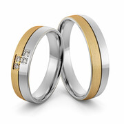 Obrączki srebrno złote z cyrkoniami swarovski - wzór Ag-395