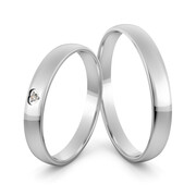 Obrączki ślubne delikatne z sercem i brylantem - Au-1084