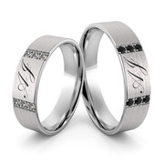 Obrączki ślubne emaliowane z inicjałami i brylantami - Au-1058