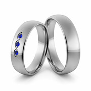 Obrączki ślubne palladowe 5 mm z szafirami - Pd-56