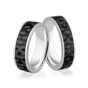 Obrączki ślubne z białego złota palladowego z włóknem węglowym CARBON - Au-991