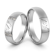 Obrączki ślubne z białego złota palladowego z inicjałami - Au-1057