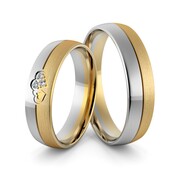 Obrączki ślubne dwukolorowe splecione serca z brylantami - Au-969