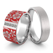 Obrączki srebrne z emaliowanymi kwiatkami i cyrkoniami - wzór Ag-475