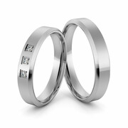 Obrączki ślubne platynowe klasyczne płaskie fazowane 4 mm z brylantami - Pt-28