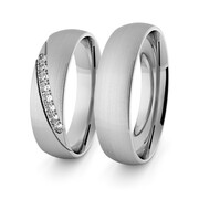 Obrączki ślubne klasyczne z białego złota niklowego 5 mm z brylantami - 29