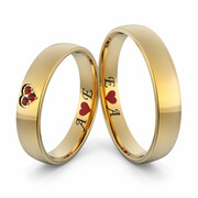 Obrączki ślubne z grawerem inicjałów i sercem - Au-1117