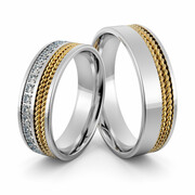 Obrączki ślubne z brylantami i warkoczami - Au-1007