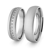 Obrączki ślubne klasyczne z białego złota niklowego 5 mm z brylantami - 88