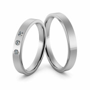 Obrączki ślubne platynowe klasyczne płaskie 3 mm z brylantami - Pt-15