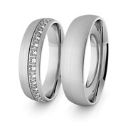 Obrączki ślubne klasyczne z białego złota niklowego 5 mm z brylantami - 89