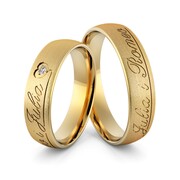 Obrączki ślubne z imionami i brylantem - Au-983