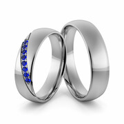 Obrączki ślubne palladowe 5 mm z szafirami i cyrkoniami - Pd-87