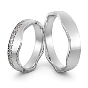Obrączki srebrne falowane z cyrkoniami swarovski - wzór Ag-466